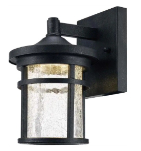 Westbury Aged Iron Small LED Outdoor Wall Light Fixture with Clear Crackled Glass - $50