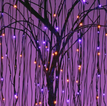 Lightshare 7 ft. Purple Pre-Lit LED Halloween Artificial Christmas Tree with Spiders - $90