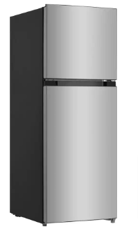 Vissani 10.1 cu. ft. Top Freezer Refrigerator in Stainless Steel Look (Slightly Dented) - $225