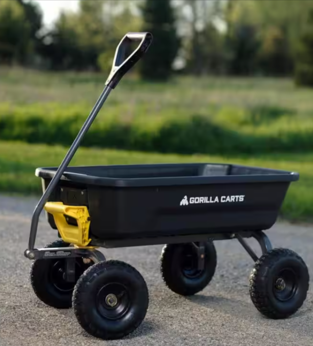GORILLA CARTS 4 cu. ft. Poly Garden Dump Garden Cart - $90