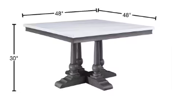 Yabeina Collection 73270 48" Dining Table with Marble Top, in Gray Oak Finish - $655