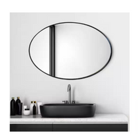 Modern 30 in. H x 1 in. W Oval Wall Hanging Bathroom Mirror, Matte Black - $80