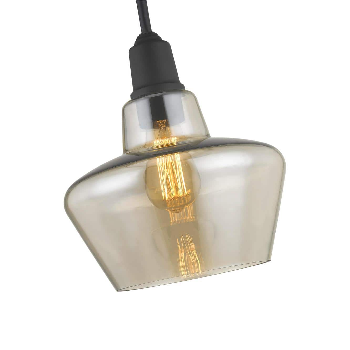 1-Light Aged Bronze Pendant with Amber Plated Glass Shade and Vintage Bulb - $45