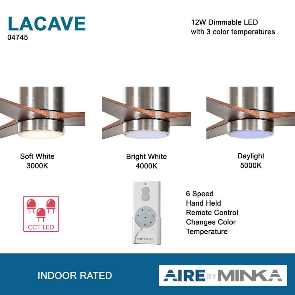 AIRE BY MINKA Lacave 52 in. LED Indoor Brushed Nickel Flush Mount Ceiling Fan - $140