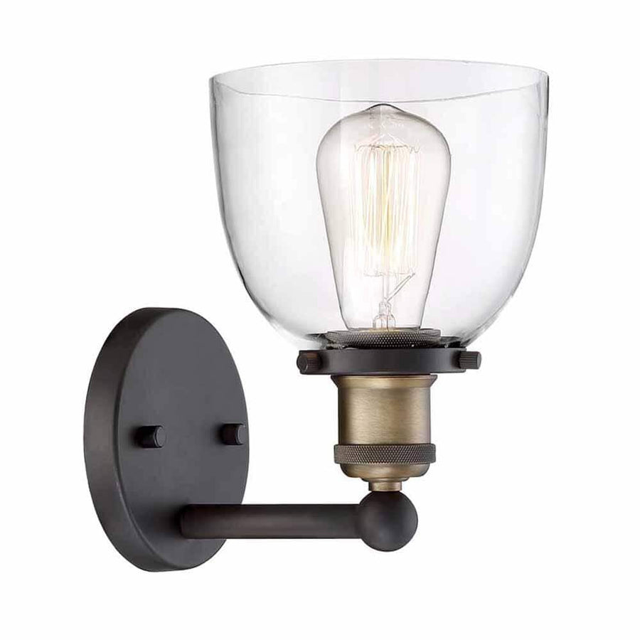 Evelyn 6 in. 1-Light Artisan Bronze Industrial Vanity with Clear Glass Shade - $25