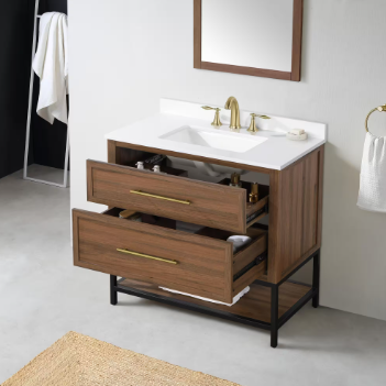 Corley 36 in. W x 19 in. D x 34.5 in. H Single Sink Bath Vanity in Spi ...