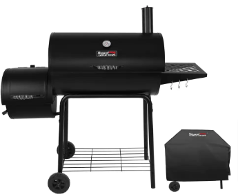 Royal Gourmet 30 in. Smoker Black Barrel Charcoal Grill with Offset Smoker - $90