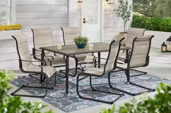 Glenridge Falls Metal Outdoor Dining Table with Wood Finish Slat Top - $180