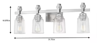 Knollwood 4-Light Brushed Nickel Vanity Light with Clear Glass Shades - $80