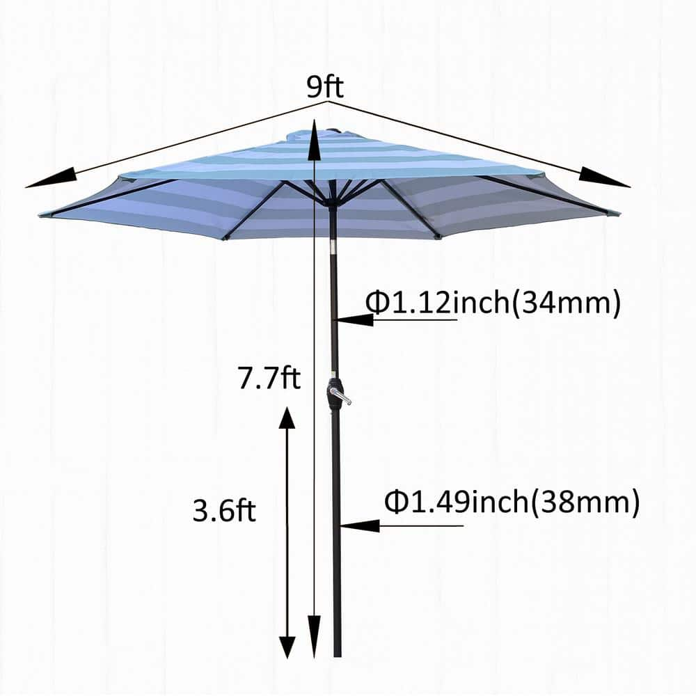 Hot Seller 9 ft. Outdoor Patio Umbrella Ice Blue Stripe, Beach (Umbrella Only) - $55