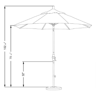 California Umbrella 9 ft. Stone Black Tilt Crank Patio Umbrella in True Blue Sunbrella - $200