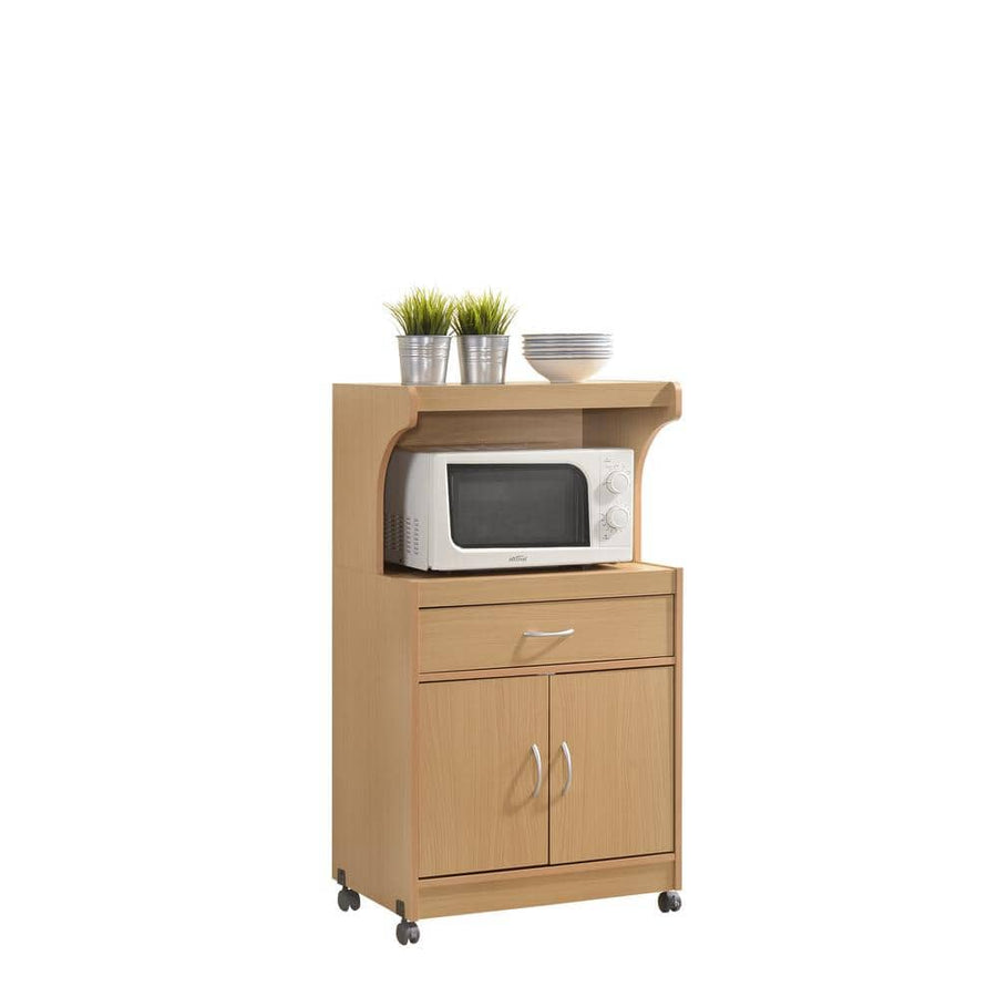 HODEDAH Beech Microwave Cart with Storage - $45