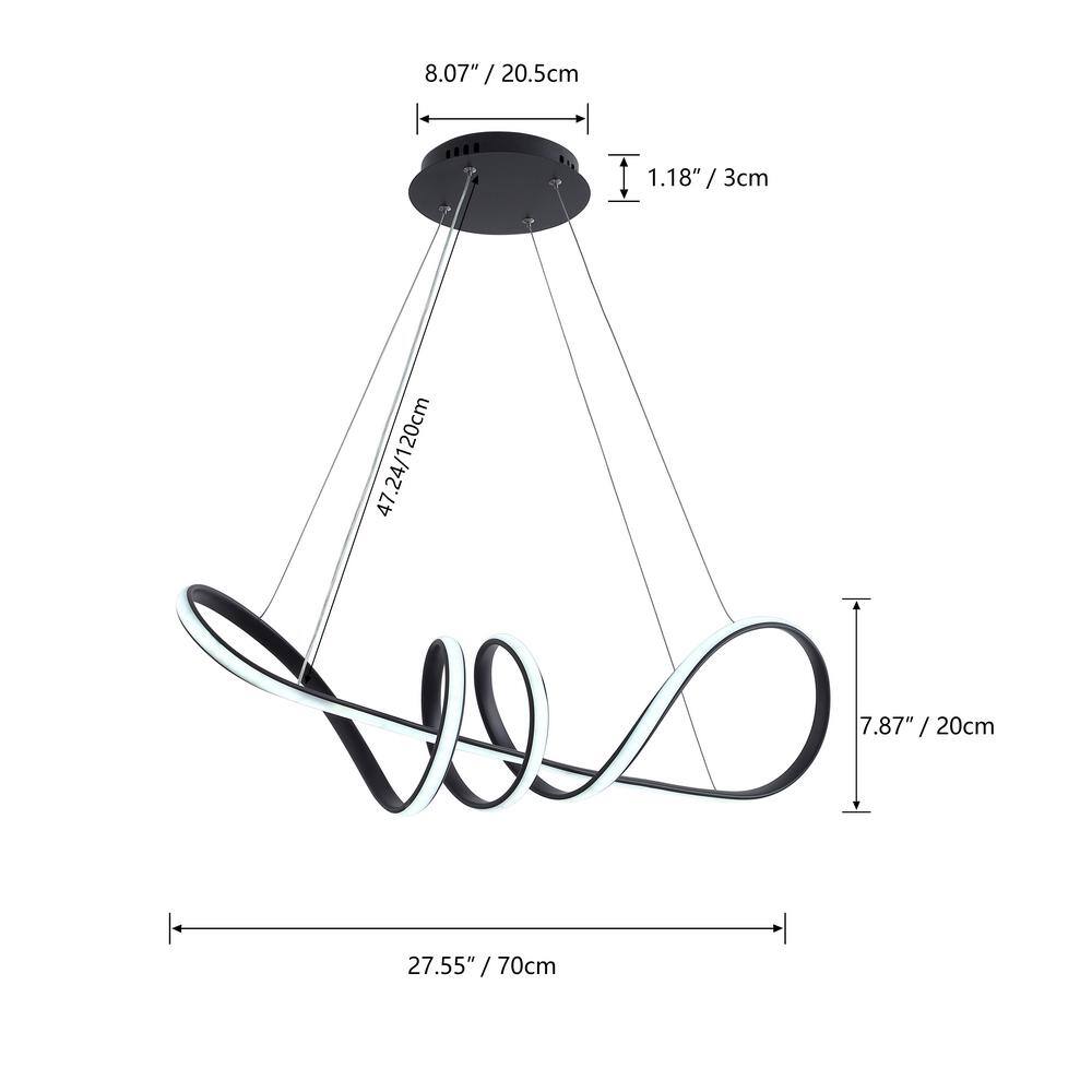 aiwen 40-Watt 1-Light Modern Geometric Black Integrated LED Chandelier - $75