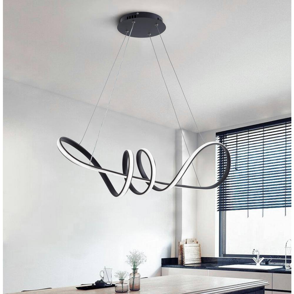 aiwen 40-Watt 1-Light Modern Geometric Black Integrated LED Chandelier - $75