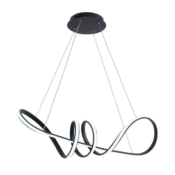 aiwen 40-Watt 1-Light Modern Geometric Black Integrated LED Chandelier - $75
