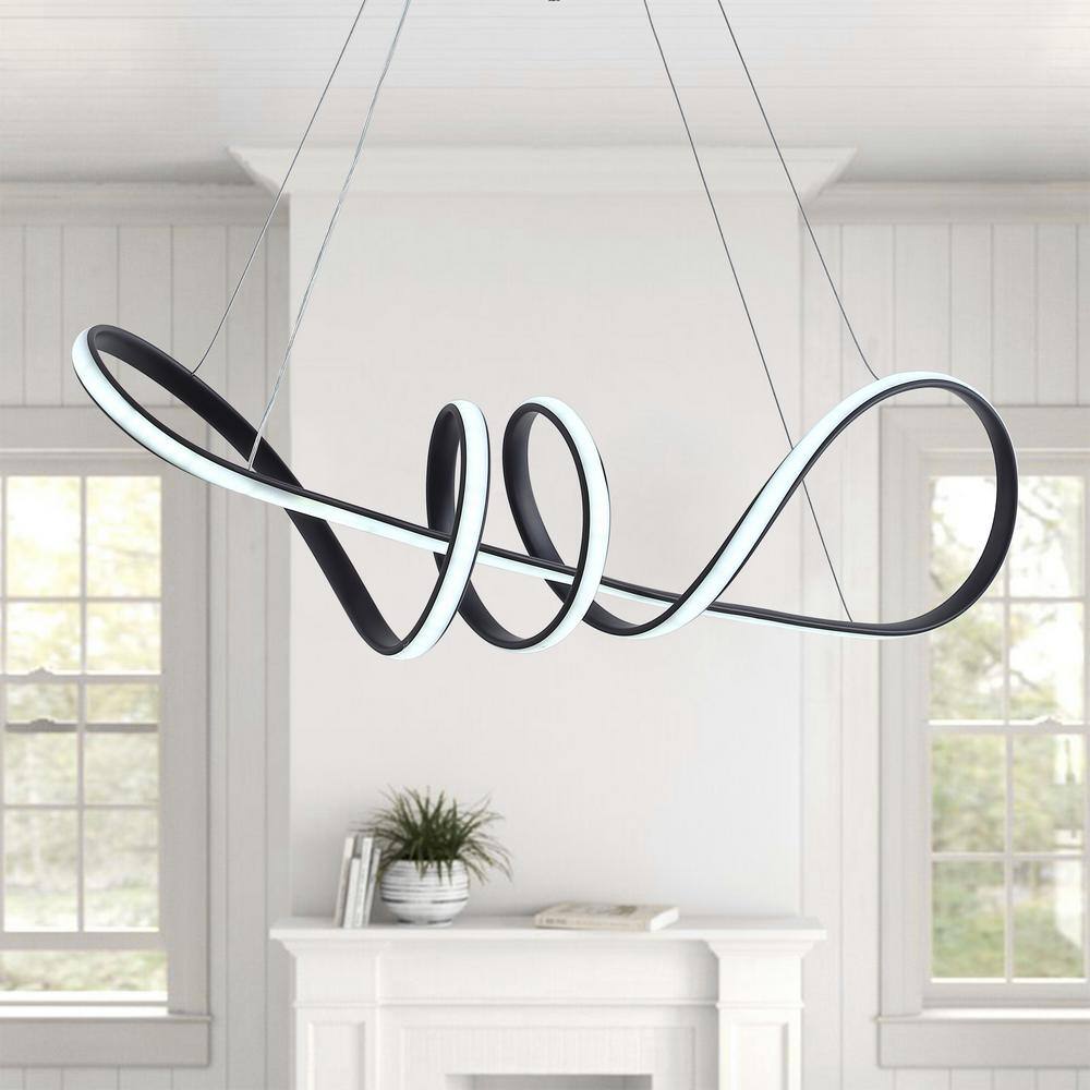 aiwen 40-Watt 1-Light Modern Geometric Black Integrated LED Chandelier - $75