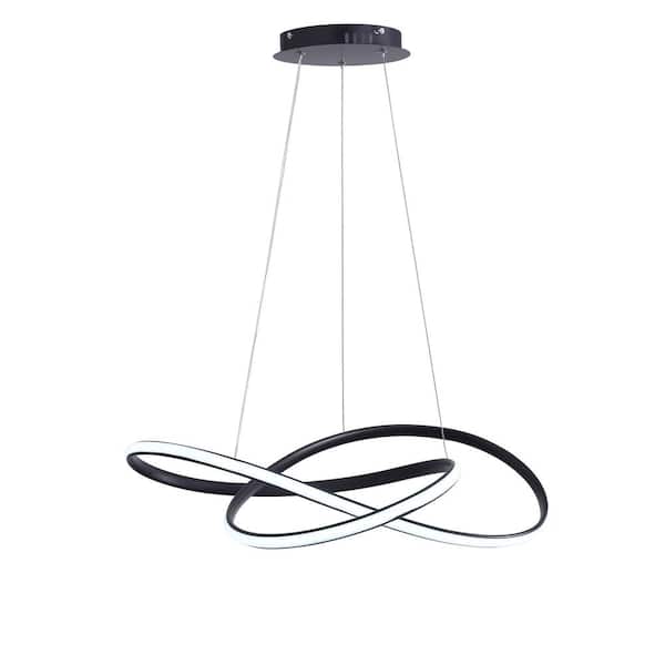 40-Watt 1-Light Modern Black Integrated LED Chandelier Ceiling Hanging Light - $80
