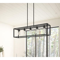 aiwen 5 -Light Black Unique Statement Square Rectangle Chandelier With Glass Shade - $105