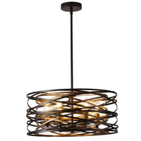 aiwen Industrial 6-Light Drum Black Cage Chandelier Metal Hanging Light Fixture - $60
