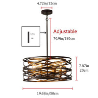 aiwen Industrial 6-Light Drum Black Cage Chandelier Metal Hanging Light Fixture - $60