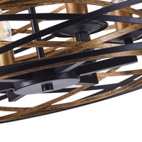 aiwen Industrial 6-Light Drum Black Cage Chandelier Metal Hanging Light Fixture - $60