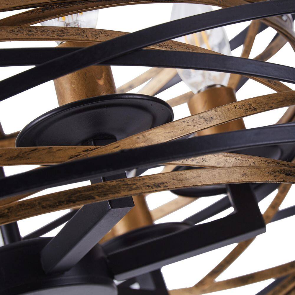 aiwen Industrial 6-Light Drum Black Cage Chandelier Metal Hanging Light Fixture - $60