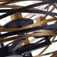 aiwen Industrial 6-Light Drum Black Cage Chandelier Metal Hanging Light Fixture - $60