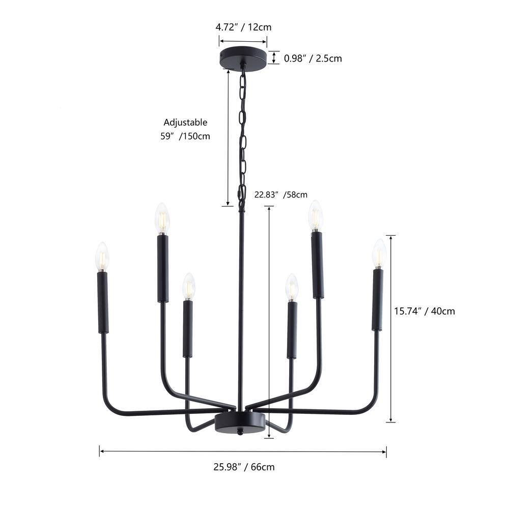 aiwen 6-Light Farmhouse Chandelier Candle Style Classic Ceiling Hanging Lighting - $55