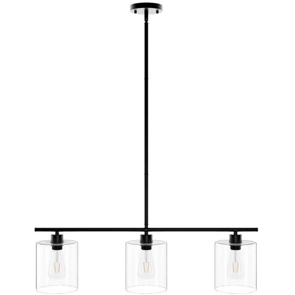 aiwen 3-Light Kitchen Black Kitchen Island Linear Cylinder Chandelier - $75