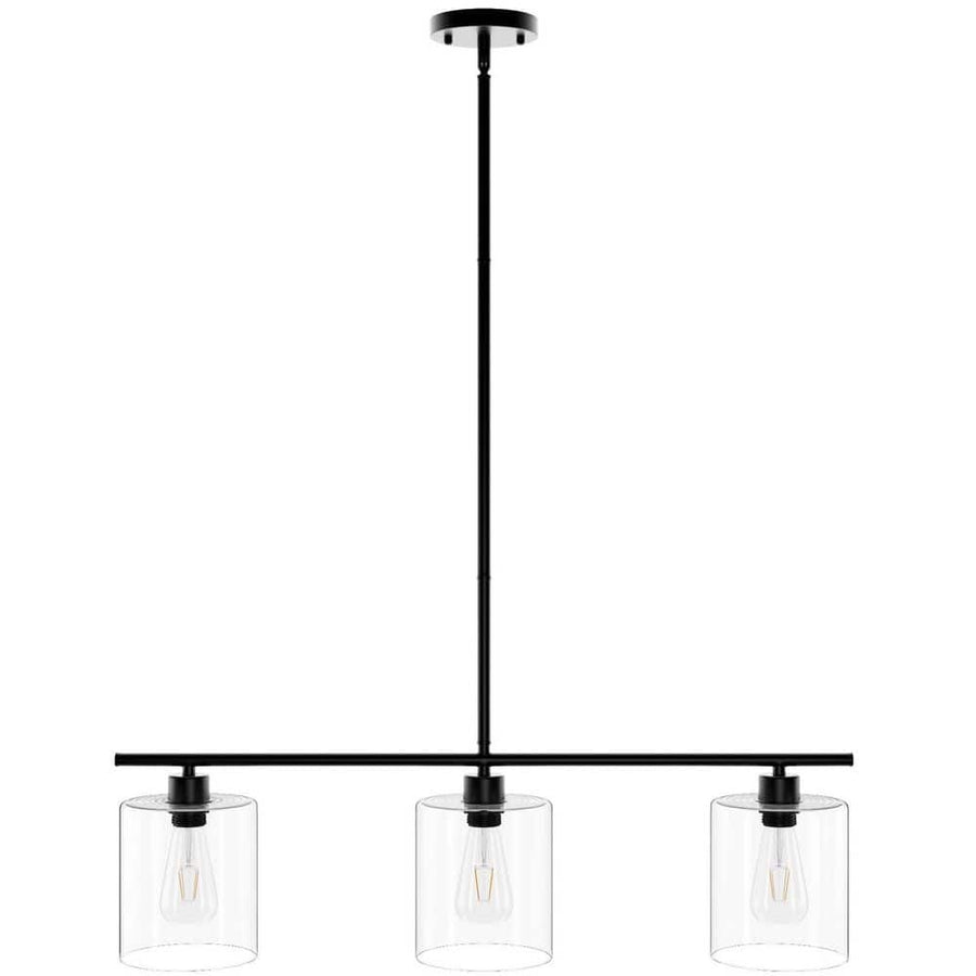aiwen 3-Light Kitchen Black Kitchen Island Linear Cylinder Chandelier - $75