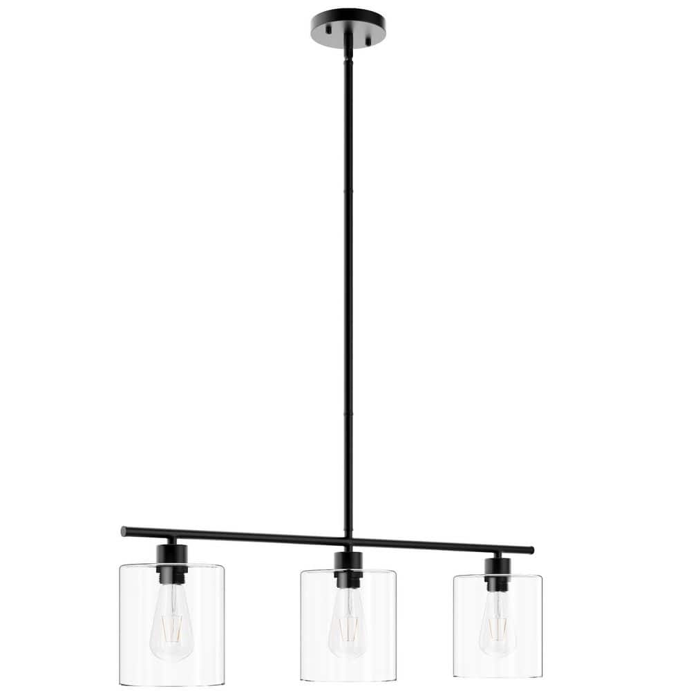 aiwen 3-Light Kitchen Black Kitchen Island Linear Cylinder Chandelier - $75