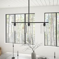aiwen 3-Light Kitchen Black Kitchen Island Linear Cylinder Chandelier - $75