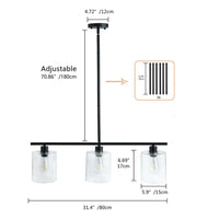 aiwen 3-Light Kitchen Black Kitchen Island Linear Cylinder Chandelier - $75