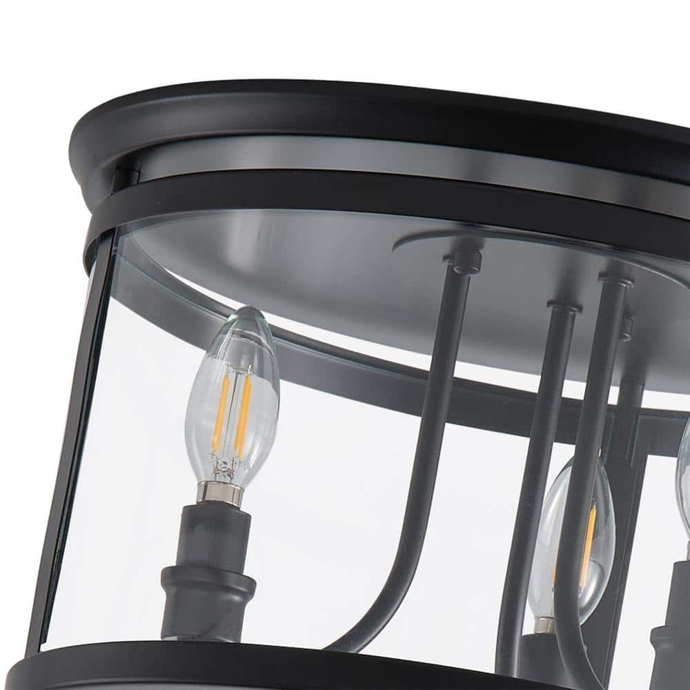 aiwen 14.37 in. 3-Light Industrial Black Flush Mount Modern Ceiling Lighting Fixture - $35