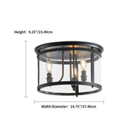 aiwen 14.37 in. 3-Light Industrial Black Flush Mount Modern Ceiling Lighting Fixture - $35