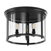 aiwen 14.37 in. 3-Light Industrial Black Flush Mount Modern Ceiling Lighting Fixture - $35