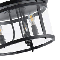 aiwen 14.37 in. 3-Light Industrial Black Flush Mount Modern Ceiling Lighting Fixture - $35