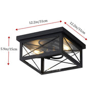 aiwen 12.2 in. 2-Light Black Flush Mount Metal Close to Ceiling Light Fixture - $45