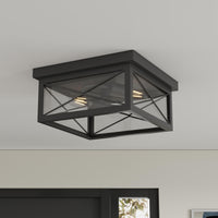 aiwen 12.2 in. 2-Light Black Flush Mount Metal Close to Ceiling Light Fixture - $45