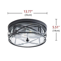 aiwen Industrial 13.77 in. 2-Light Black Farmhouse Flush Mount Ceiling Light - $50