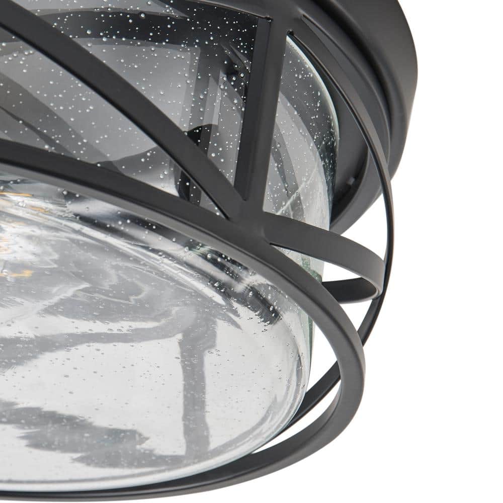 aiwen Industrial 13.77 in. 2-Light Black Farmhouse Flush Mount Ceiling Light - $50