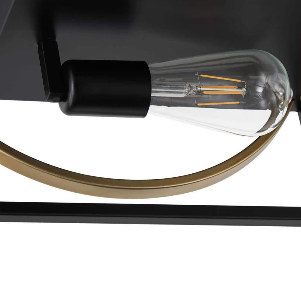 aiwen Modern 12.99 in. 2-Light Black and Gold Flush Mount Ceiling Light Fixture - $35