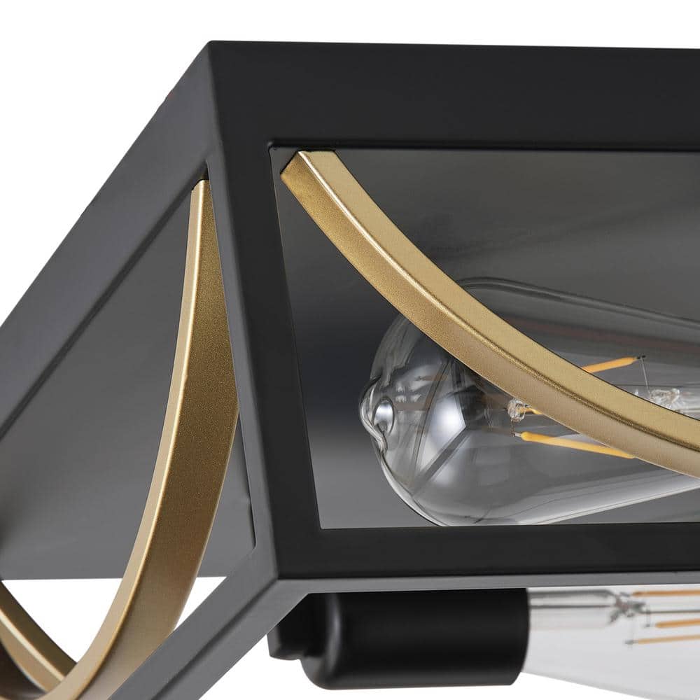 aiwen Modern 12.99 in. 2-Light Black and Gold Flush Mount Ceiling Light Fixture - $35