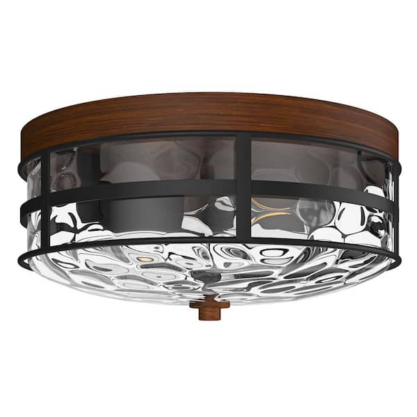 aiwen 12 in. 2-Light Farmhouse Black Flush Mount Ceiling Light - $45
