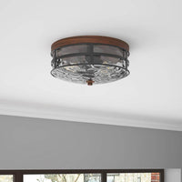aiwen 12 in. 2-Light Farmhouse Black Flush Mount Ceiling Light - $45