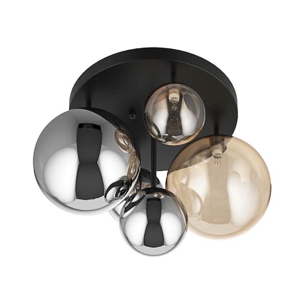 aiwen Modern 17.71 in. 5-Light Matte Black Semi Flush Mount Ceiling Light - $60