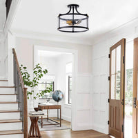 aiwen 15.7 in. 3-Light Industrial Black Semi-Flush Mount Ceiling Light - $40