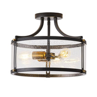aiwen 15.7 in. 3-Light Industrial Black Semi-Flush Mount Ceiling Light - $40