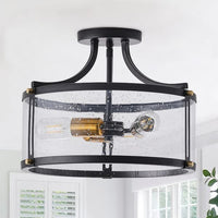 aiwen 15.7 in. 3-Light Industrial Black Semi-Flush Mount Ceiling Light - $40
