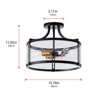 aiwen 15.7 in. 3-Light Industrial Black Semi-Flush Mount Ceiling Light - $40
